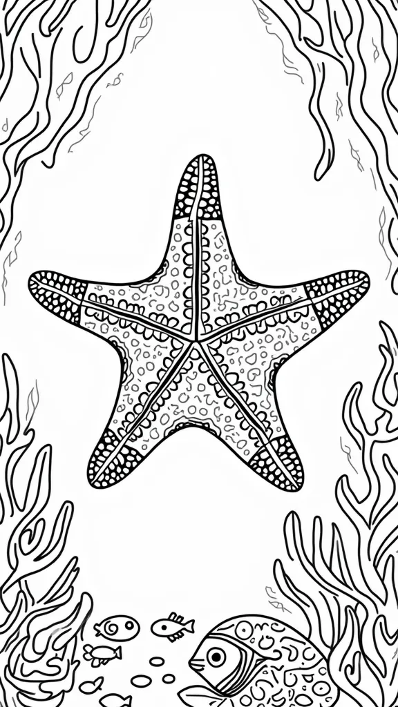 Página para colorear de peces estrella